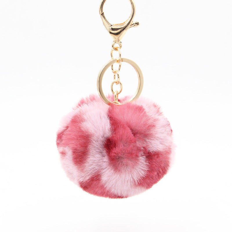 Wholesale Polyester Leopard Fur Ball Keychain